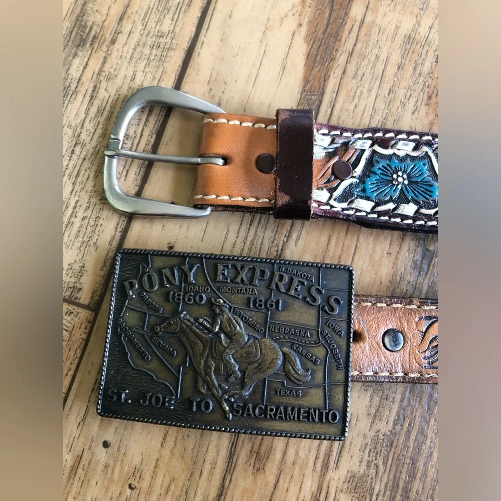 Youth Cowboy Belt Genuine Leather Tony Lama Western Eagle “Brad” Pony Express